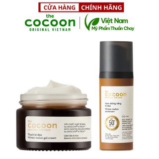  Combo Thạch Bí Đao cocoon  kem dưỡng ẩm  cấp ẩm và ngừa mụn 30ml + Kem chống nắng bí đao Cocoon 50ml quang phổ rộng 