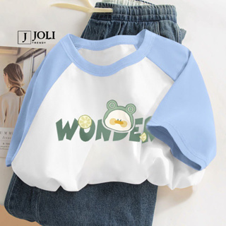 Áo Thun Nữ, Áo Raglan Tee Unisex By JOLI Mã Ếch Wonder Chất Cotton Form