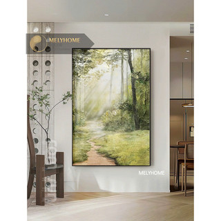 Tranh Lẻ Dọc Treo Tường Canvas - Tráng gương Rừng Cây Phong Cảnh Hoa Nét Sơn Dầu Decor Phòng Khách Hành Lang MELYHOME