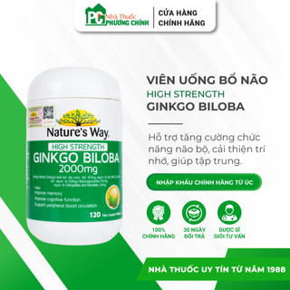 Ginkgo biloba nature's way high strength 2000mg - viên uống bổ não & tăng cường trí nhớ của úc