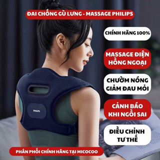 Đai Chống Gù Nam Nữ Philips, Đai Massage Lưng, Có Chườm Nóng, Hàng Chính Hãng, BH 12Tháng, Shop Authentic