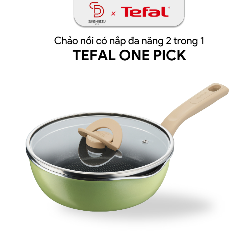 Chảo chống dính có nắp Tefal 22cm đa năng 3 trong 1, báo nhiệt thông minh Thermo-Signal™, miệng rót tiện lợi