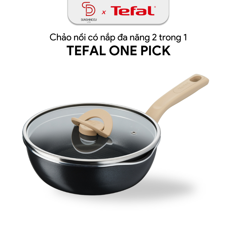 Chảo chống dính có nắp Tefal 22cm đa năng báo nhiệt thông minh Thermo-Signal™, miệng rót tiện lợi