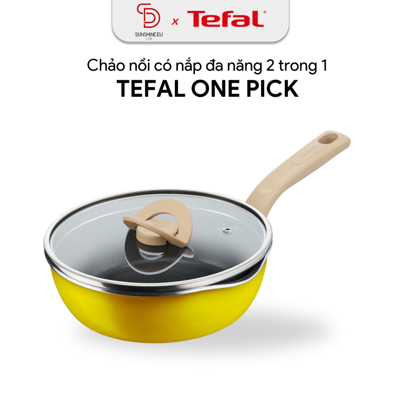 Chảo chống dính có nắp Tefal 22cm đa năng 3 trong 1, báo nhiệt thông minh Thermo-Signal™, miệng rót tiện lợi