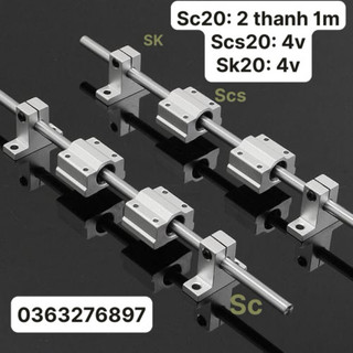 Bộ ray trượt cho bàn trượt cầm tay phi 20 2 ray 1m 4 bi 4gối