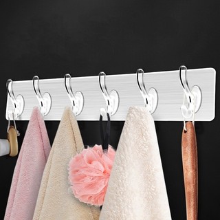 Thanh 6 móc dán tường siêu dính dán tường nhà tắm, móc treo đồ dán tường 6 thanh bảng inox