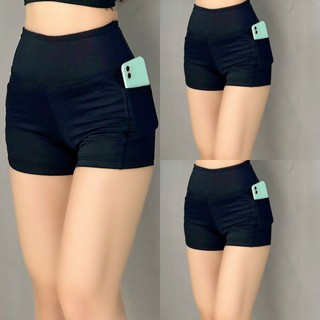 Quần Đùi Phối Túi Phối Màu Tập Thể Thao Nữ Tập Gym Yoga Aerobic Cầu Lông