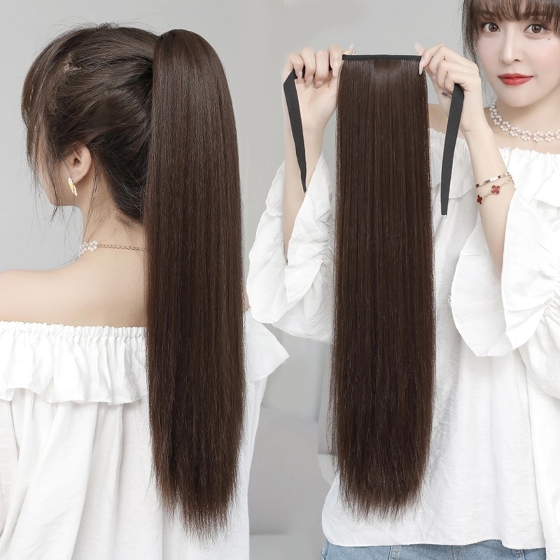 tóc giả nữ cột☘️ Tóc giả buộc thẳng 40cm ảnh thật