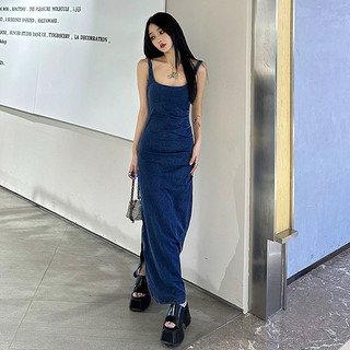 Đầm jean 2 dây bản to nơ ngực