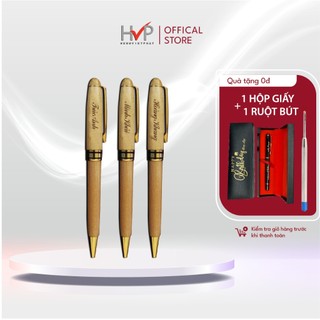 Bút gỗ xoay HVP khắc tên, câu chúc logo theo yêu cầu bút khắc tên làm quà tặng sinh nhật cho thầy cô,bạn bè,đối tác