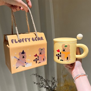  quà tặng Ly sứ uống nước hình Dinotaeng 400ml quà tặng cho bạn Rất ý nghĩa Có nắp kèm thìa SZJX 