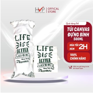 Túi vải bố đựng bình giữ nhiệt HVP - [Hàng chính hãng] - Túi vải canvas HVP đựng bình nước dung tích 500ml