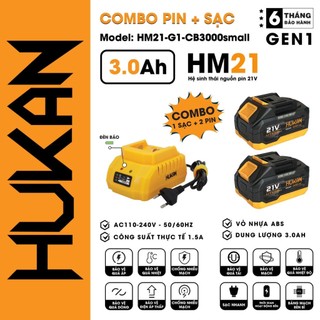 Combo 2 Pin 10 cell 3A + 1 Sạc 1.5A HUKAN G1-CB3000small Hệ sinh thái M21 phổ thông