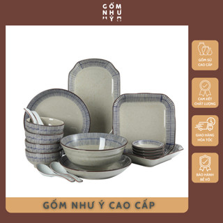 [LẺ] Bộ Bát Đĩa Gốm Sứ Phong Cách Nhật Bản - Men Mịn Sơn Thủ Công | Tô Chén Đĩa Gốm Sứ Cao Cấp