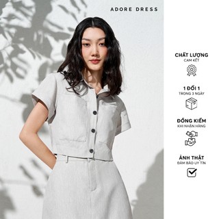 Áo sơ mi đũi gân be túi ốp tay lơ vê 411sh1039 adore dress
