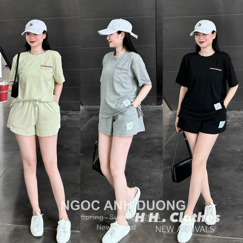 Set Bộ Cộc Tay Quần Lửng Thiết Kế Họa Tiết THO