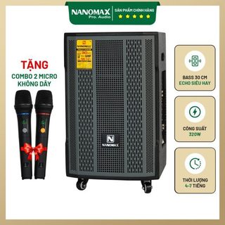 Loa kéo nanomax sk-12i bass 30cm 320w karaoke bluetooth tặng kèm 2 micro uhf chống hú cao cấp