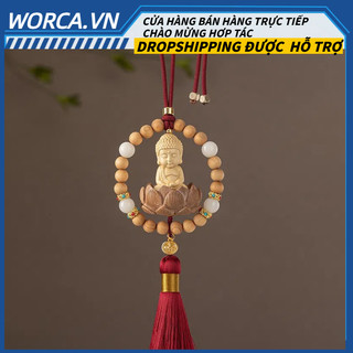 Khánh liên hoa trang trí xe hơi tượng phật quan âm dây treo phật sen gỗ hoàng dương trang trí ô tô - w04
