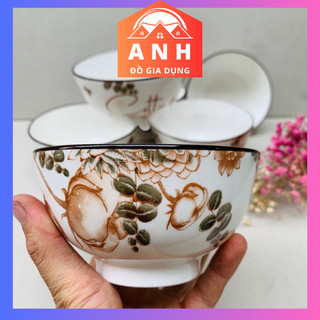 Bộ 10 chén bát cơm sứ 11,5cm co tton,hello phong cách Hàn Quốc Cao Cấp