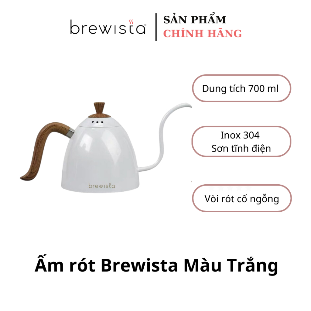 Ấm rót cà phê pour over Brewista 700ml - Trắng
