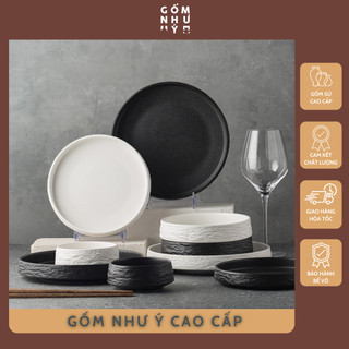 Bát đĩa tô sứ men nhám kiểu nhà hàng sang trọng, tô chén đĩa sứ cao cấp - Bộ bát đĩa tô sứ men nhám đẳng cấp, phong cách