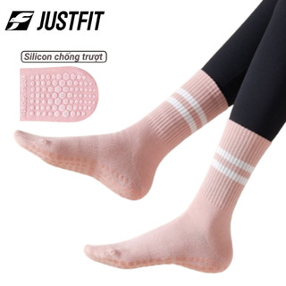Tất thể thao JUSTFIT cao cổ tập yoga, vớ cao cổ cho nữ chơi thể thao, chạy bộ chống trượt