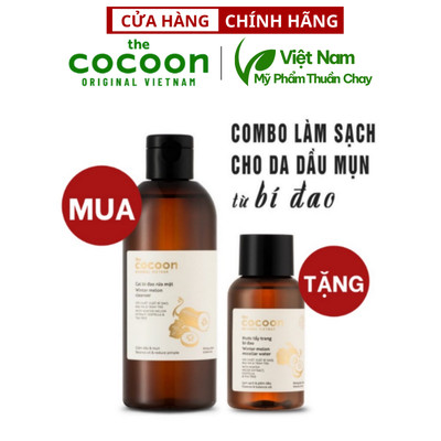 COMBO Sạch Mụn Và Kiểm Soát Dầu Từ Bí Đao Cocoon Thuần Chay: 1 Nước bí đao cân bằng da 310ml + 1 Mặt nạ bí đao 30ml