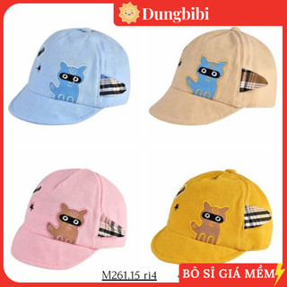 M261 Mũ lưỡi trai vành mềm cho bé/ Mũ vải vành mềm hình mèo bé trai bé gái 1-3 tuổi