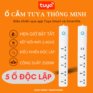 Ổ Cắm Thông Minh Wifi Tuya 4 Độc Lập, Ổ Cắm Hẹn Giờ Điều Khiển Từ Xa Qua App Tuya, Ra Lệnh Giọng Nói Tiếng Việt