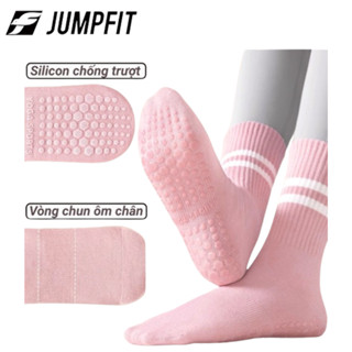 Tất cao cổ nữ JUMPFIT tập yoga chống trượt, vớ thể thao cho nữ tập gym, tập pilates có hạt Silicon