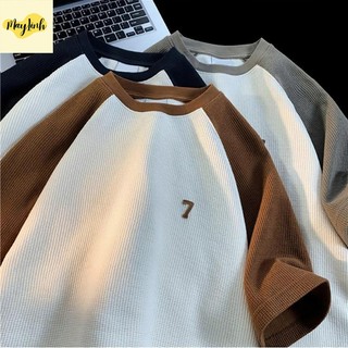 Áo phông Raglan form rộng chất vải tổ ong -Maylinh shop - Áo thun tay lỡ nam nữ đều mặc được