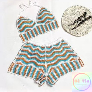 Set Bikini Len Đi Biển, Đi Du Lịch Sexy Quyến Rũ Thêu Họa Tiết Sóng Mát Mẻ Thời Trang Mùa Hè | Bé Tiu Clothing