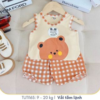 Đồ bộ ba lỗ phối quần sọc ca rô nhiều màu cho bé, Đồ bộ mặc nhà cho bé, TUTI165