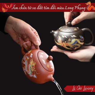 Ấm trà tử sa Tây Thi đổi màu Long Phụng. Ấm trà đổi màu cao cấp