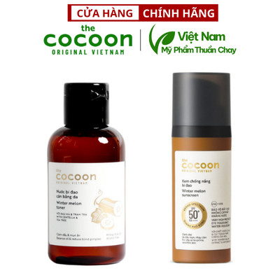 Combo Nước bí đao cân bằng da Cocoon 140ml + Kem chống nắng Cocoon bí đao quang phổ rộng 50ml