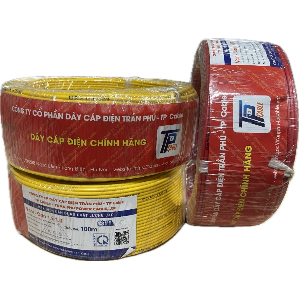 ( Dây đơn ) Dây điện Trần Phú - TP Cable 100m/cuộn ( màu vàng, đỏ, xanh )