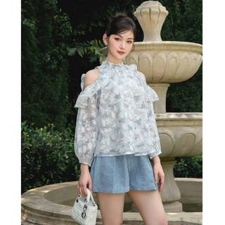 Olv - áo hoa kiểu yếm tay dài kaye fleur top