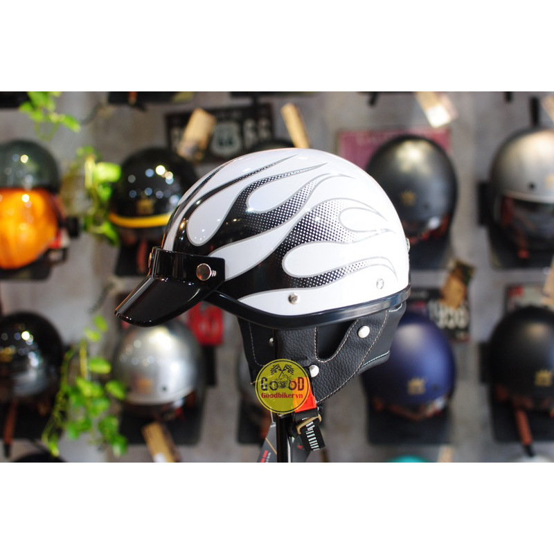 Mũ bảo hiểm Napoli Harley Retro tem lửa
