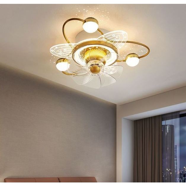 Đèn quạt trần MONSKY trang trí nội thất hiện đại có hiêu ứng trăng sao kèm điều khiển.