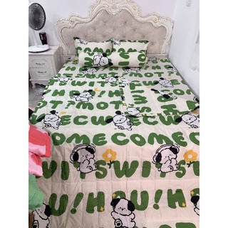 ( giá siêu rẻ)set chăn hè Cotton Poly 5 món gồm 1 ga ,2 vỏ gối đầu , 1 vỏ gối ,1 chăn hè Trầ