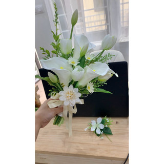 Hoa cưới cô dâu lụa cao cấp