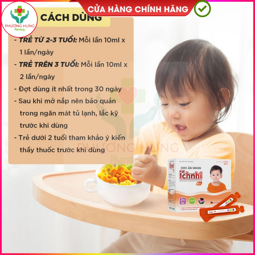 Siro ăn ngon Ích Nhi Plus giúp nâng cao sức đề kháng, tăng chuyển hóa hấp thu dưỡng chất, trẻ ăn ngon-Hộp 20 ống x 10ml