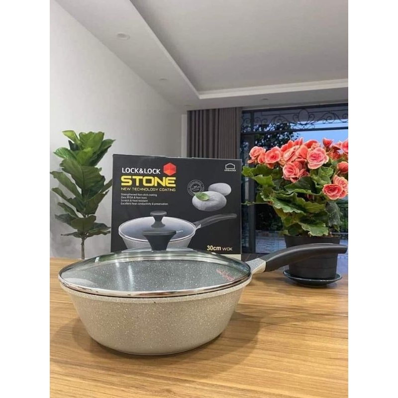 Chảo vân đá sâu lòng Lock&Lock Stone 30cm LCA6305D