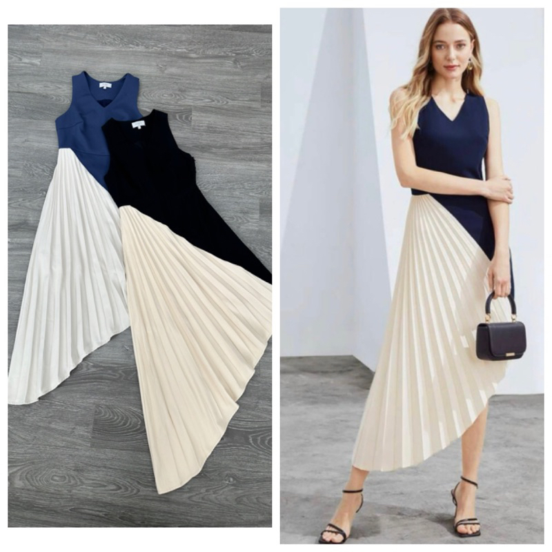 Đầm Hobbs phối xếp ly