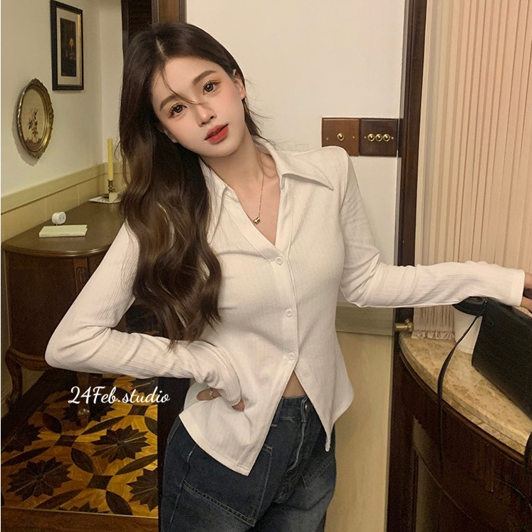 Áo sơ mi gân thái dài tay phong cách ullzang Hàn Quốc 24Feb.Studio APN31