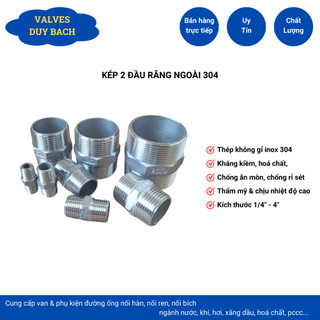 Kép inox 304 DN32-40-50 đầu nối ống nước ren ngoài cao cấp chống gỉ