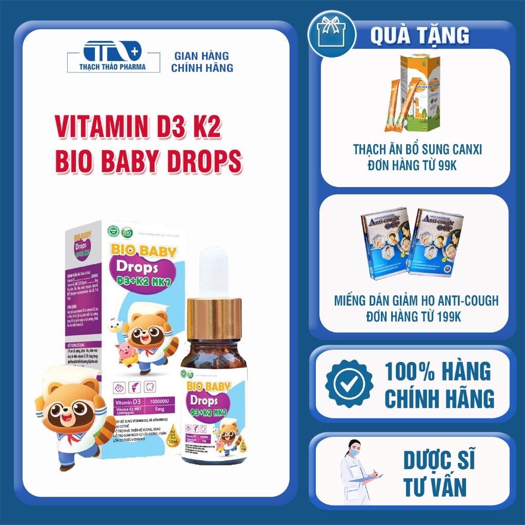 VITAMIN D3 + K2(MK7) BIO BABY DROPS - DÙNG CHO TRẺ SƠ SINH