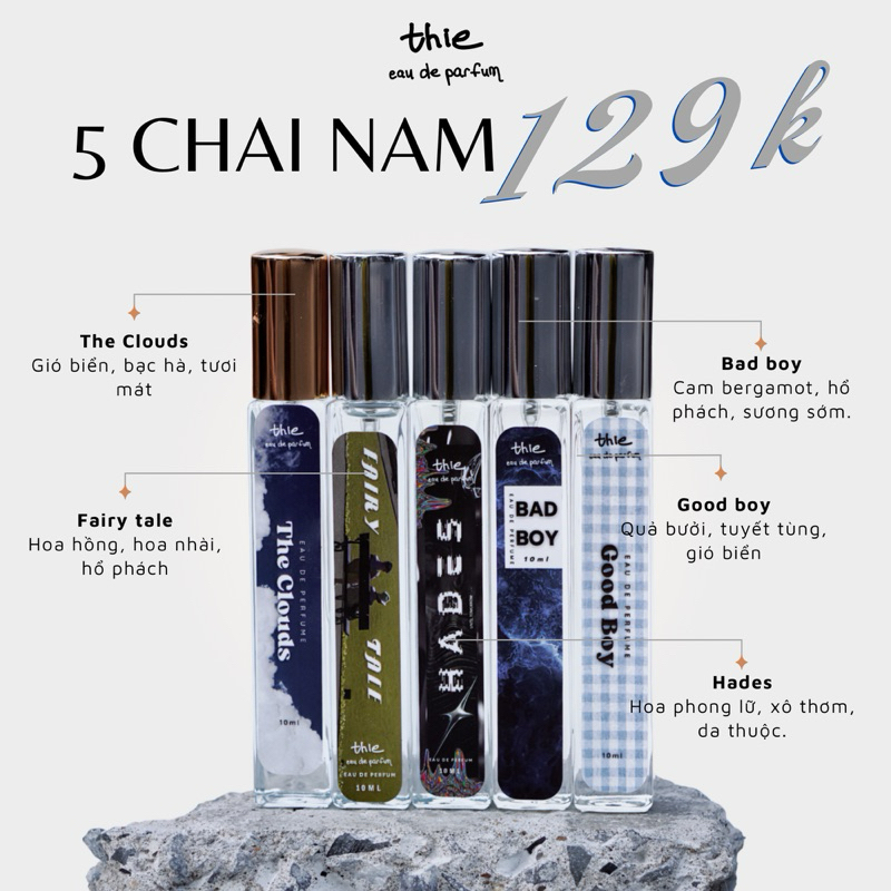 COMBO 5 CHAI NƯỚC HOA CHIẾT 10ml THƠM 5-8TIẾNG