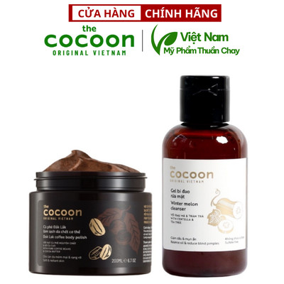 Combo Gel bí đao rửa mặt cocoon 140ml + Cà phê Đắk Lắk sạch da chết cocoon 200ml