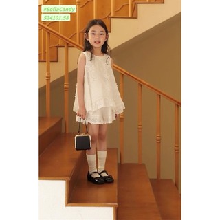 Sét bộ hè bé gái Sofia thêu Hoa quần cộc